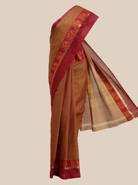 

The Chennai Silks Brown & Pink Pure Cotton Saree