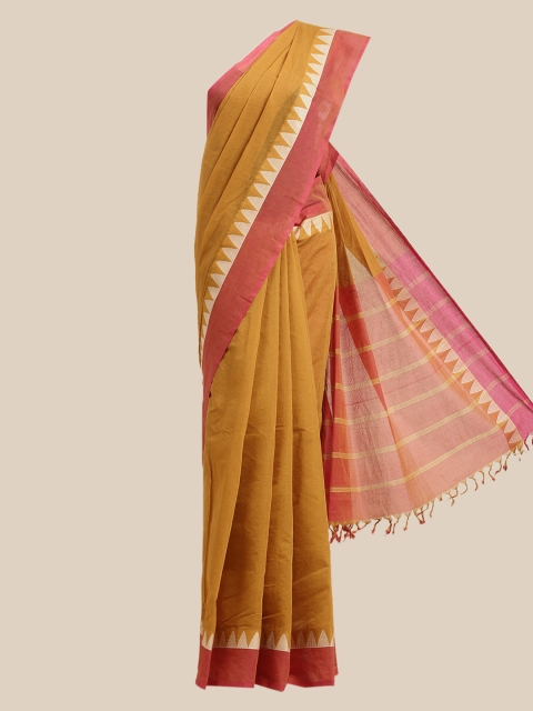 

The Chennai Silks Mustard & Pink Pure Cotton Saree
