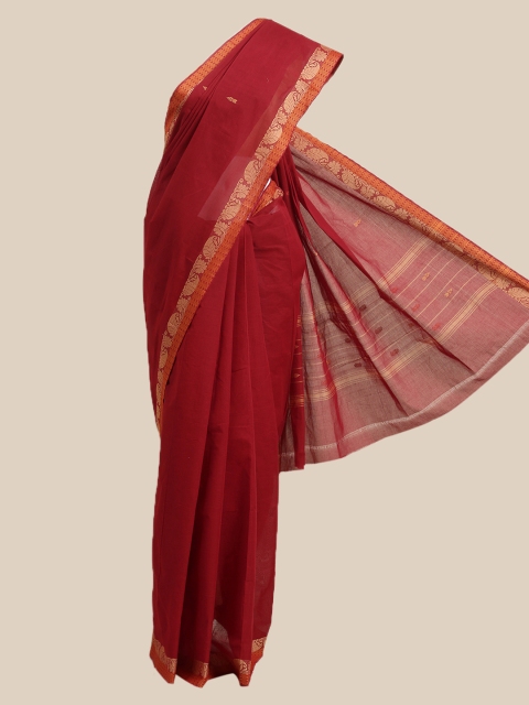 

The Chennai Silks Maroon & Gold-Toned Pure Cotton Chettinad Saree