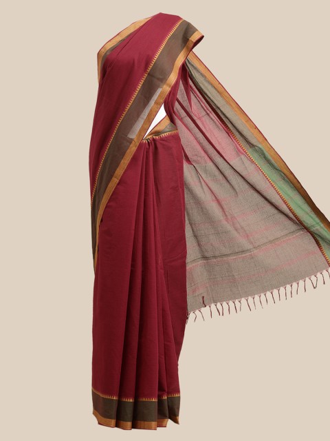 

The Chennai Silks Maroon & Green Pure Cotton Saree