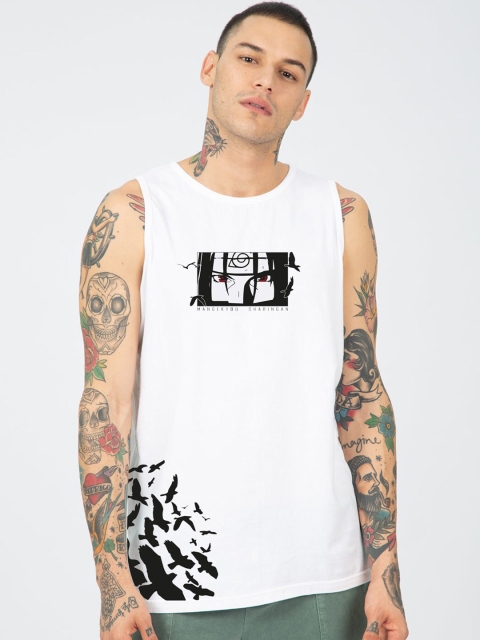 

Bewakoof Men White & Black Printed Innerwear Vest