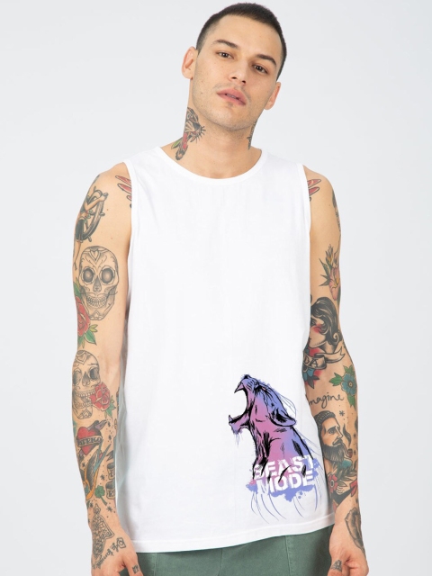 

Bewakoof Men White Printed Cotton Innerwear Vest