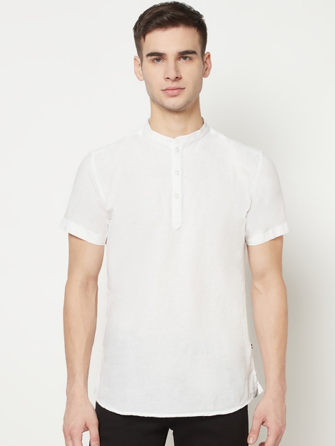 

METTLE Men Off White Opaque Cotton Casual Shirt
