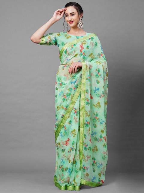 

Mitera Green & Red Floral Saree