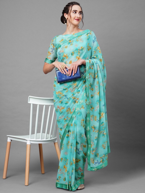 

Mitera Blue & Orange Floral Saree