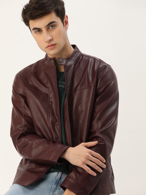 

SINGLE Men Brown Biker Jacket