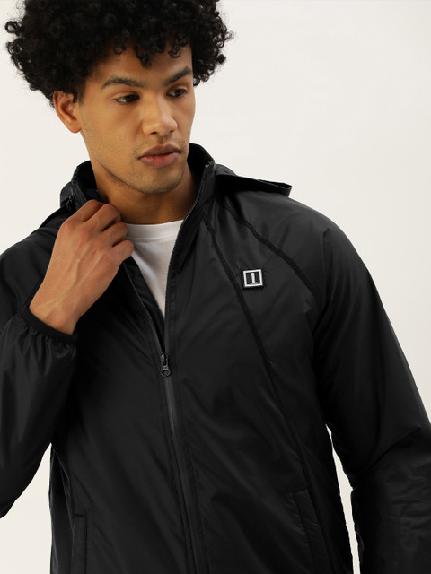 

SINGLE Men Black Solid Windcheater Tailored Jacket