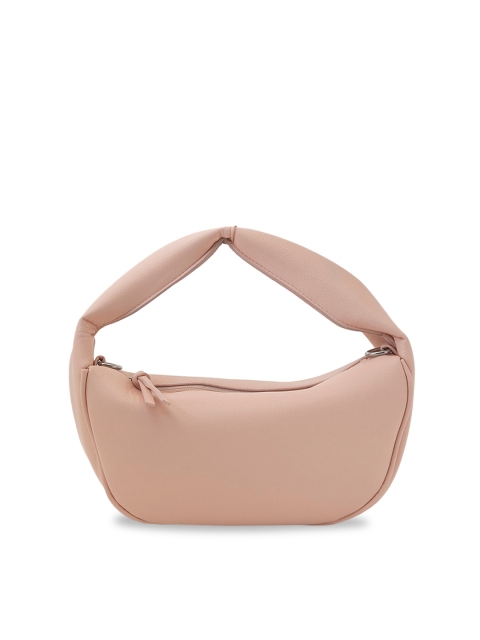 

NUFA Pink PU Half Moon Hobo Bag