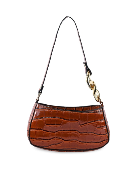 

NUFA Tan Textured PU Structured Shoulder Bag