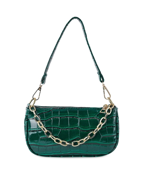

NUFA Green Textured PU Structured Shoulder Bag