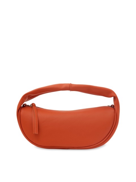 

NUFA Orange PU Half Moon Hobo Bag