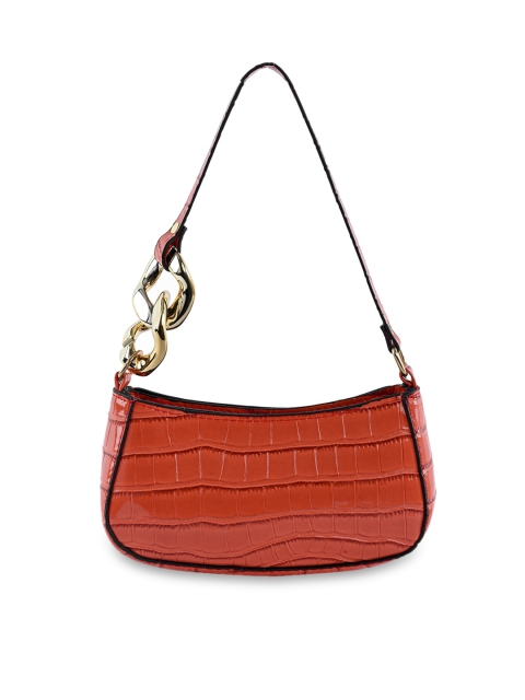 

NUFA Orange Textured PU Structured Shoulder Bag