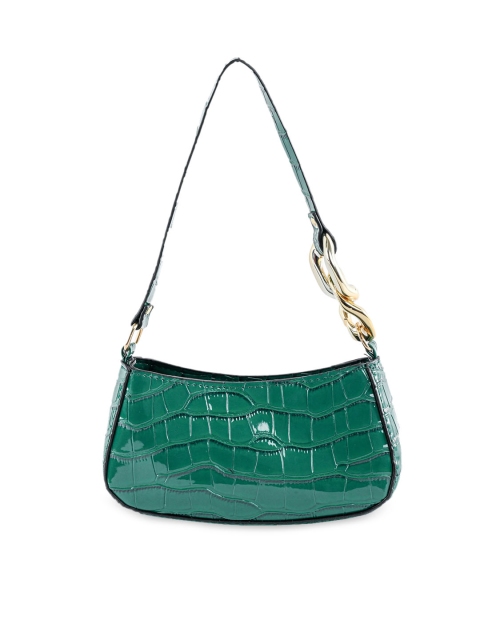 

NUFA Green Textured PU Structured Shoulder Bag