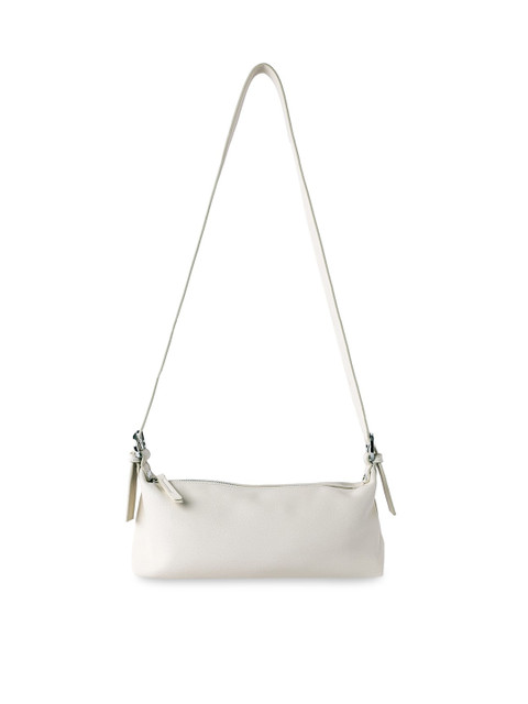 

NUFA White Solid PU Structured Shoulder Bag