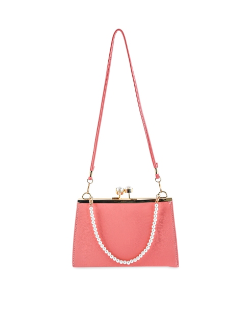 

NUFA Orange PU Embellished Shoulder Bag