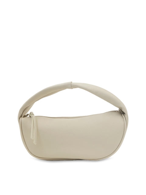 

NUFA Beige PU Half Moon Hobo Bag