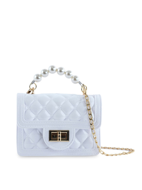 

NUFA White Textured PU Structured Handheld Bag