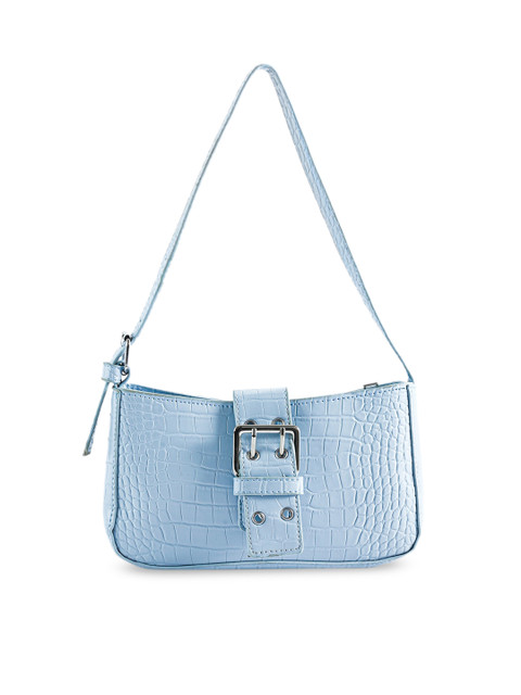 

NUFA Navy Blue Textured PU Structured Shoulder Bag