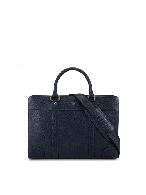 

Da Milano Unisex Blue Textured Leather Laptop Bag