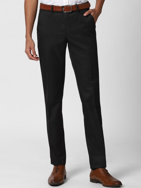 

Peter England Men Black Textured Formal Trousers