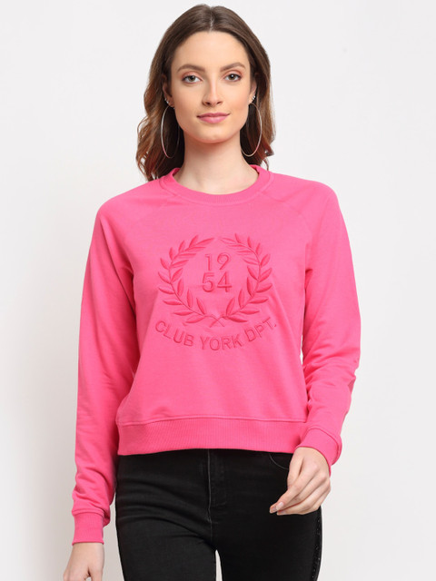 

Club York Women Pink Embroidered Sweatshirt