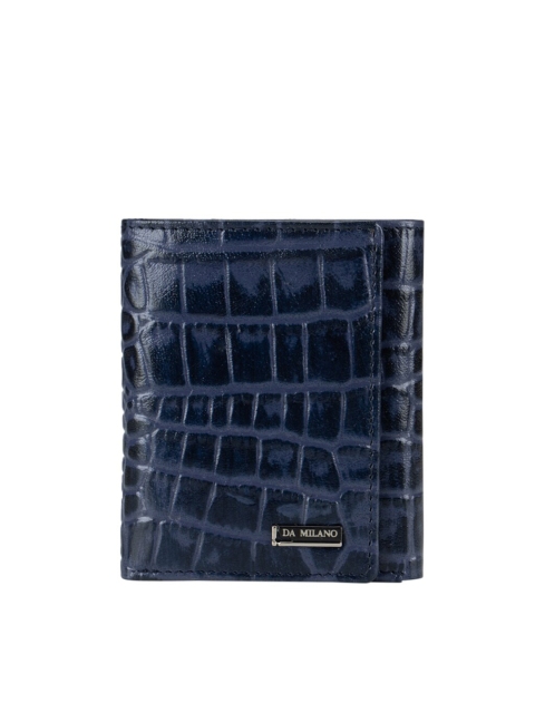

Da Milano Men Blue Animal-Skin Textured Leather Three Fold Wallet