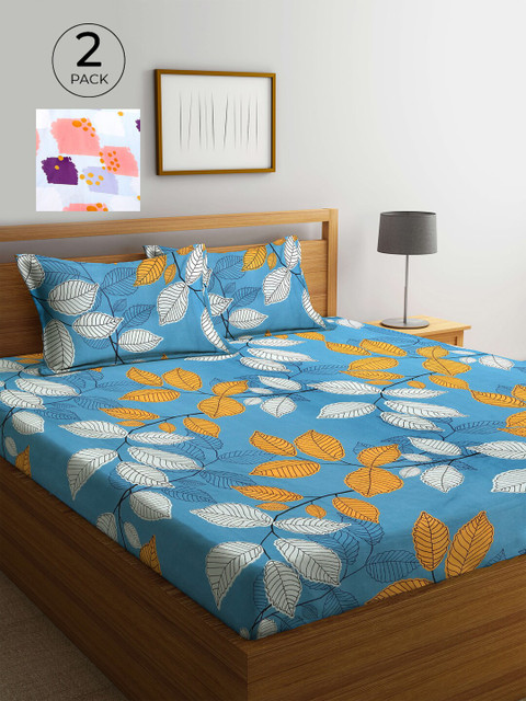 

KLOTTHE Multicoloured Floral 210 TC 2 King Bedsheet with 4 Pillow Covers, Multi