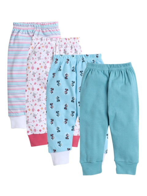 

BUMZEE Girls Set of 4 Cotton Track Pants, Multi