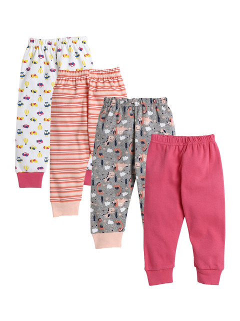 

BUMZEE Girls Set of 4 Cotton Track Pants, Multi