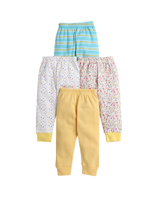 

BUMZEE Girls Set of 4 Cotton Track Pants, Multi