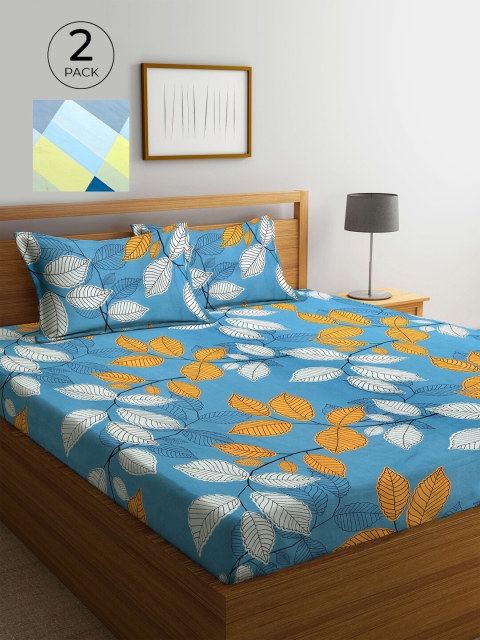 

KLOTTHE Multicoloured Floral 210 TC 2 Queen Bedsheet with 4 Pillow Covers, Multi