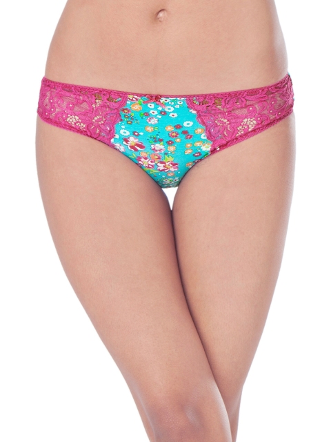 

PrettySecrets Women Pink & Blue Floral Print Briefs With Lace Detail PSW16CBKN01