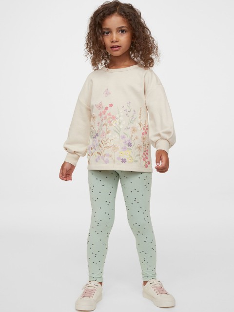 

H&M Girls Green & Beige 2-Piece Printed Set