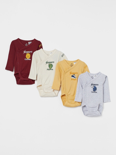 

H&M Girls Multi-Coloured 4-Pack Wrapover Bodysuits