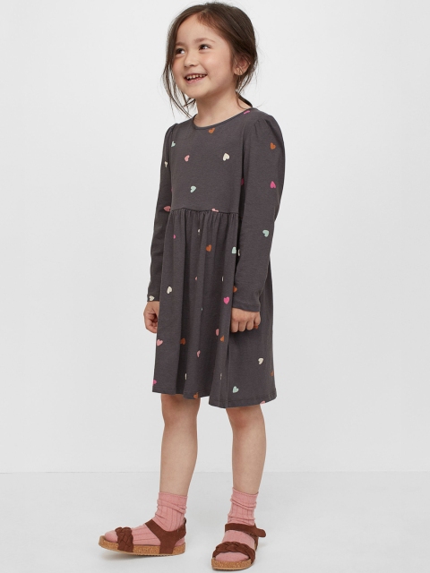 

H&M Women Grey & Multi Patterned Jersey Dress