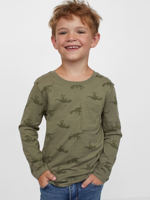 

HM Boys Green Pocket-Detail Jersey Top