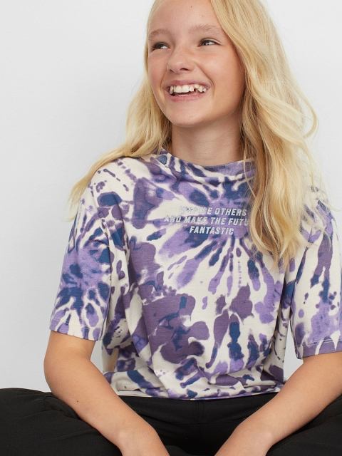 

H&M Girls Purple Printed Oversized T-shirt