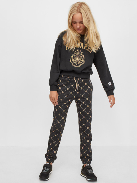 

H&M Girls Grey & Beige Printed 2-Piece Printed Set
