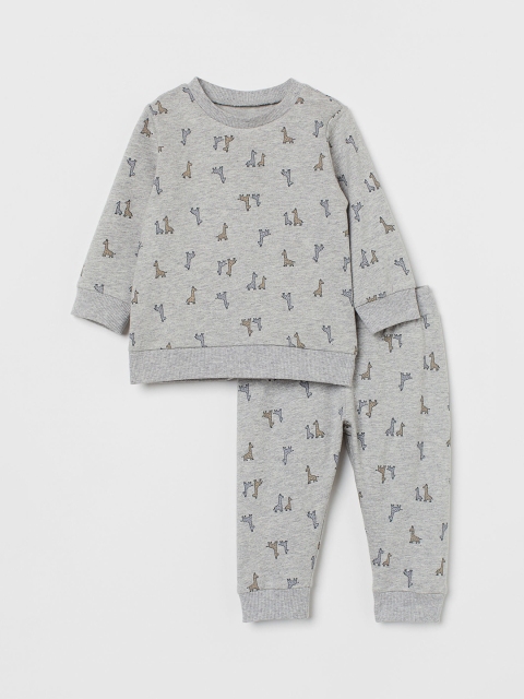 

H&M Girls Grey & Multi Printed 2-Piece Sweatshirt Set