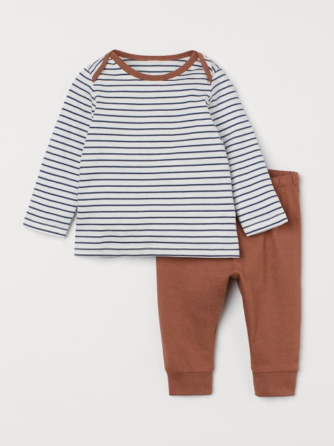 

H&M Girls Brown & White 2-Piece Cotton Set