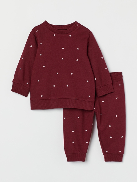 

H&M Girls Red & White Printed 2-Piece Sweatshirt Set