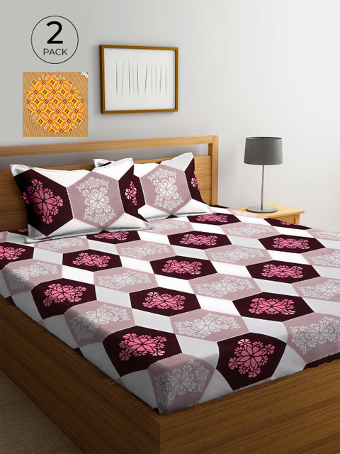 

KLOTTHE Multicoloured Printed 210 TC 2 King Bedsheet with 4 Pillow Covers, Multi