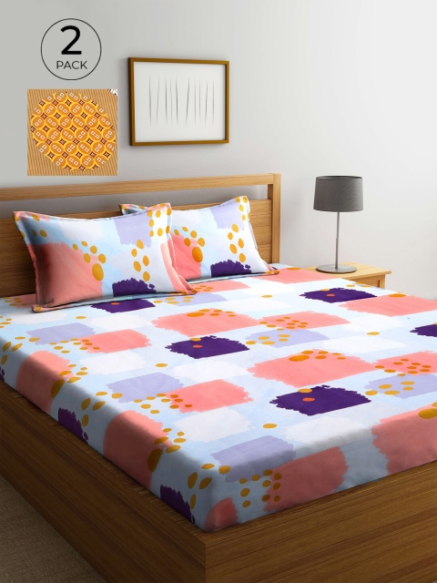 

KLOTTHE Multicoloured Printed 210 TC 2 King Bedsheet with 4 Pillow Covers, Multi