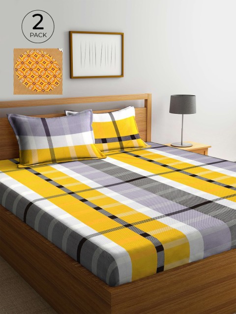 

KLOTTHE Multicoloured Geometric 210 TC 2 King Bedsheet with 4 Pillow Covers, Multi