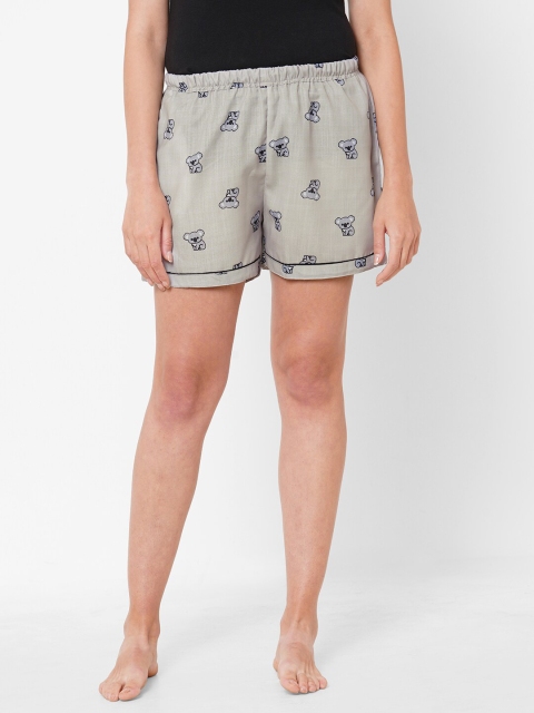 

FashionRack Women Grey Printed Lounge Shorts, Olive
