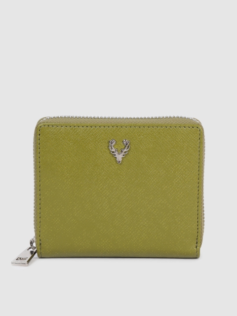 

Allen Solly Women Green Solid PU Zip Around Wallet