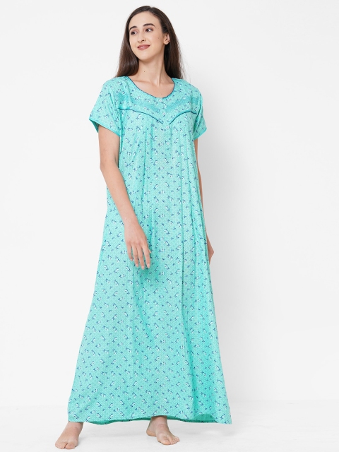 

Sweet Dreams Turquoise Blue Printed Maxi Nightdress