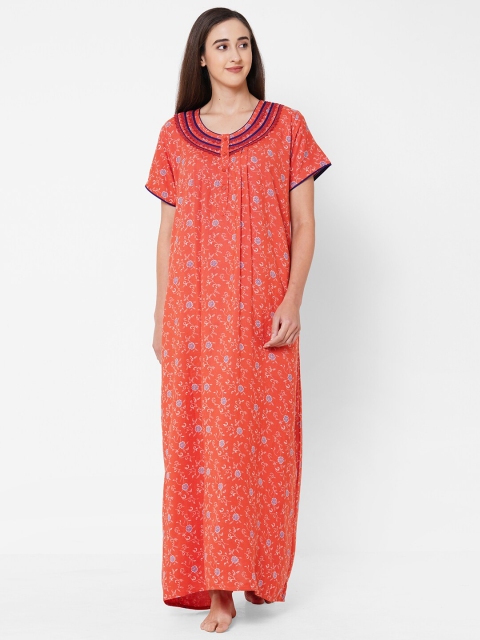 

Sweet Dreams Orange Printed Maxi Nightdress