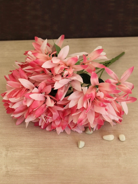 

TIED RIBBONS Pink & Green Decorative Silk Artificial Iris Flower Bunch