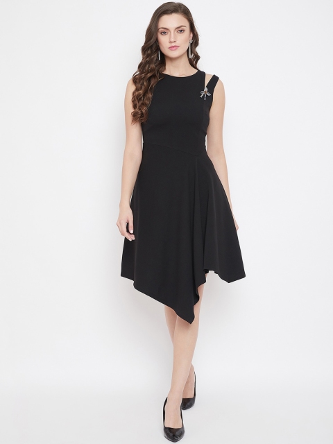 

Madame Black Solid Fit & Flare Dress